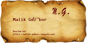 Malik Gábor névjegykártya