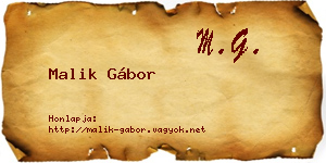 Malik Gábor névjegykártya